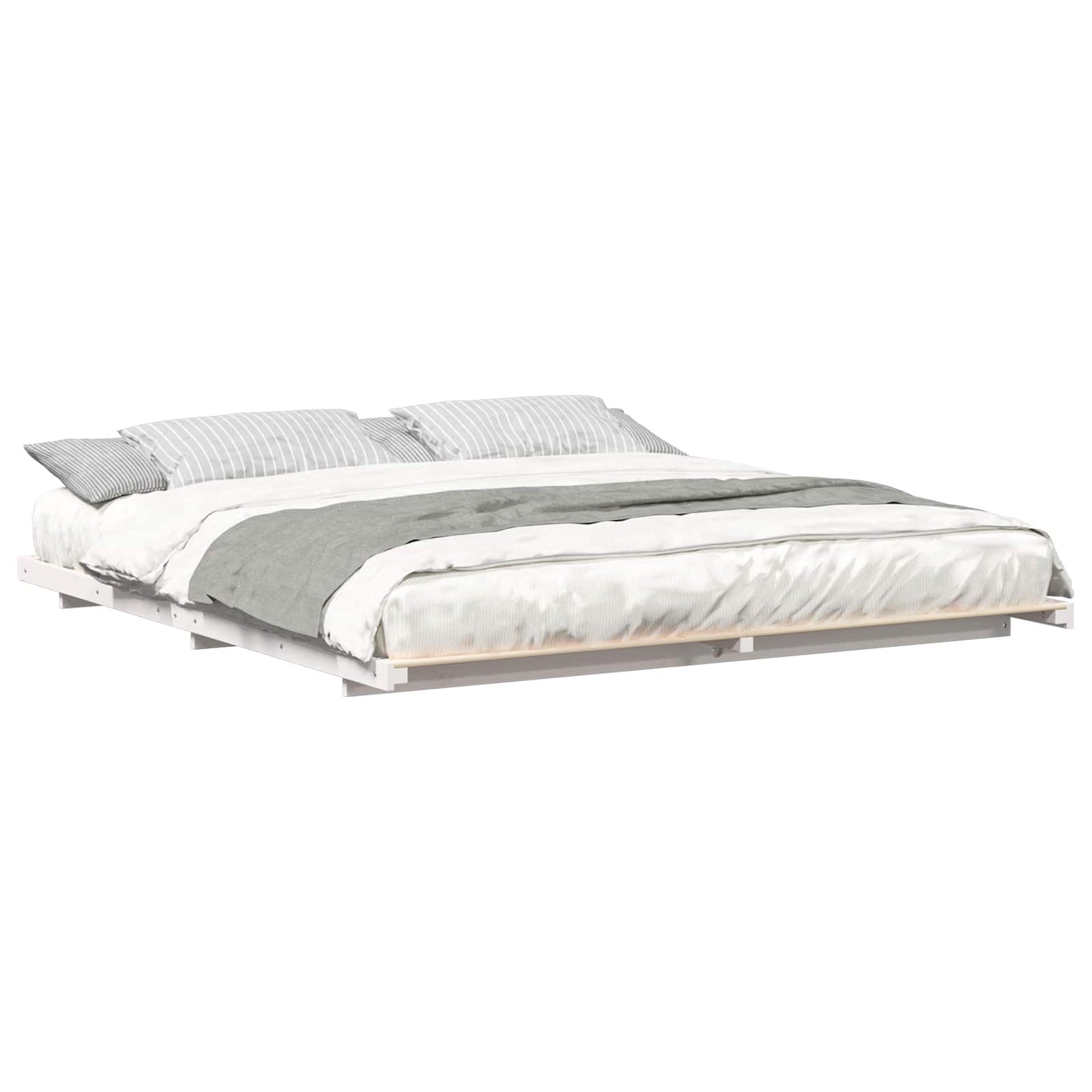 Bed Frame White 180 x 210 cm Solid Pine Wood