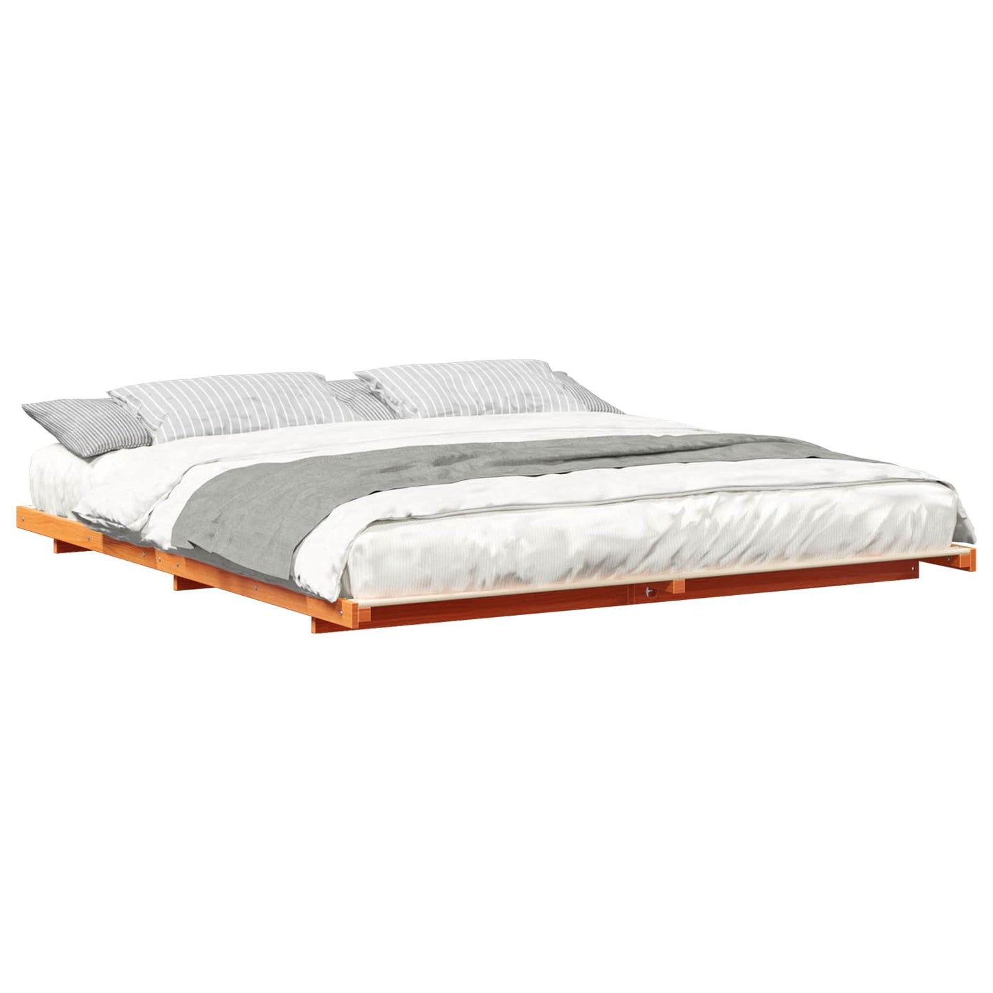 Bed Frame Wax Brown 180 x 210 cm Solid Pine Wood