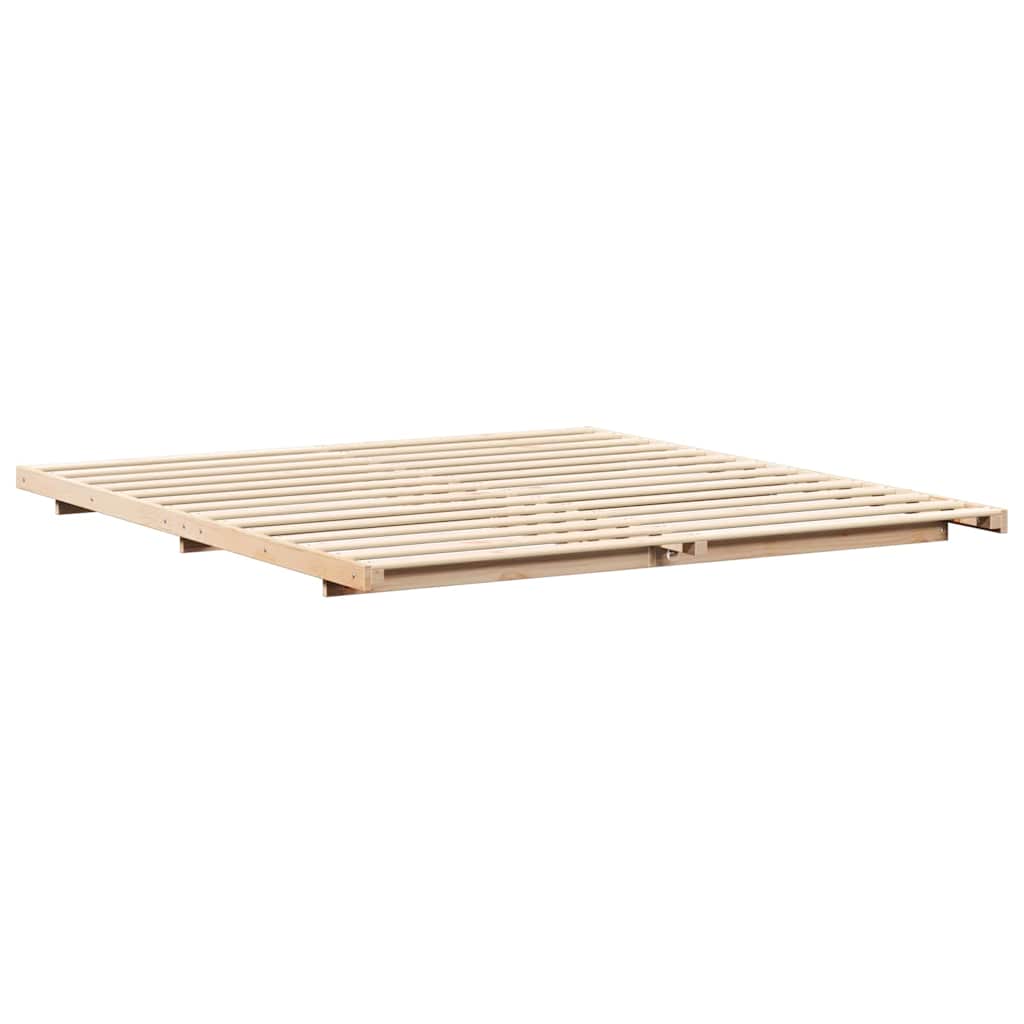 Bed Frame Brown 200 x 210 cm Solid Pine Wood