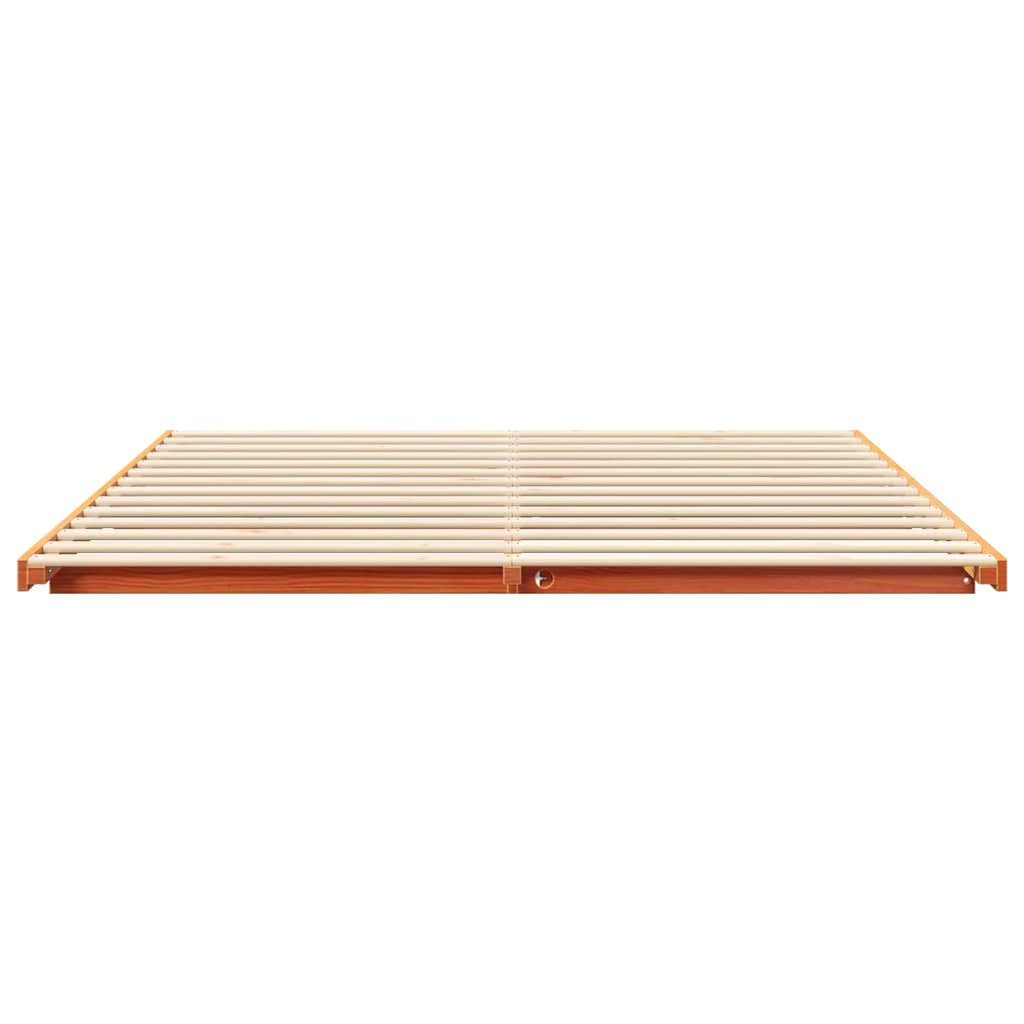 Bed Frame Wax Brown 200 x 210 cm Solid Pine Wood
