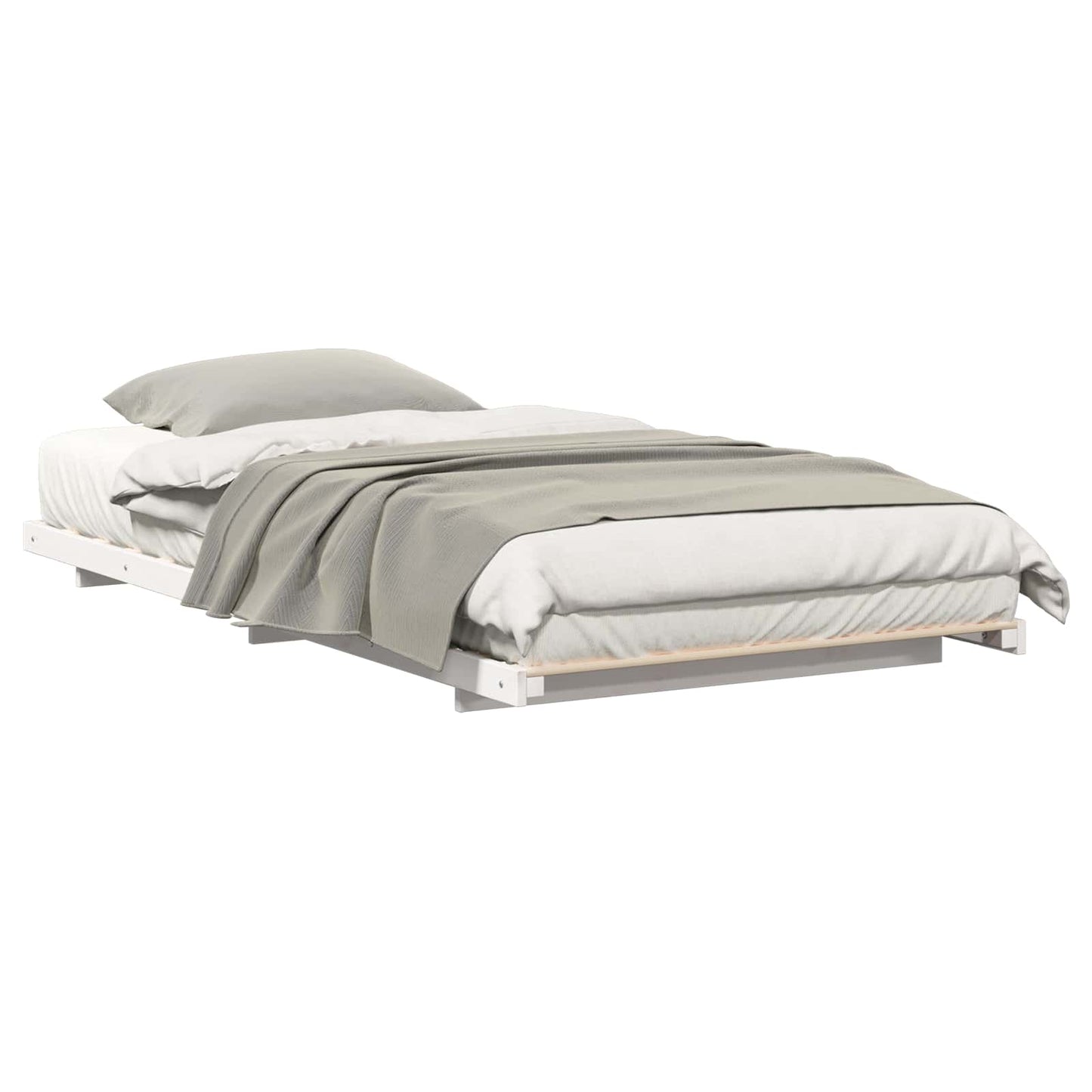 Bed Frame White 80 x 220 cm Solid Pine Wood