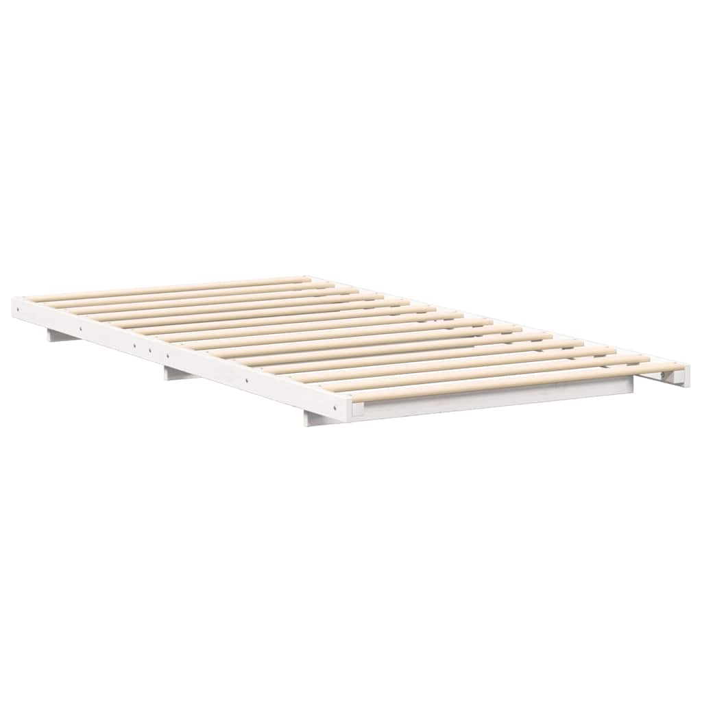 Bed Frame White 90 x 220 cm Solid Pine Wood