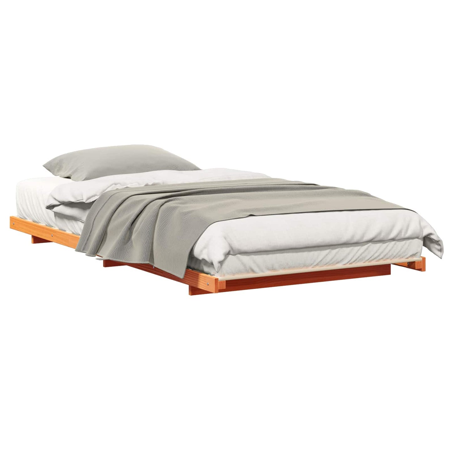 Bed Frame Wax Brown 90 x 220 cm Solid Pine Wood