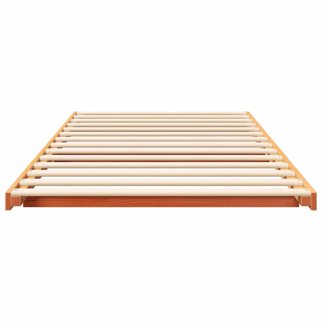 Bed Frame Wax Brown 90 x 220 cm Solid Pine Wood