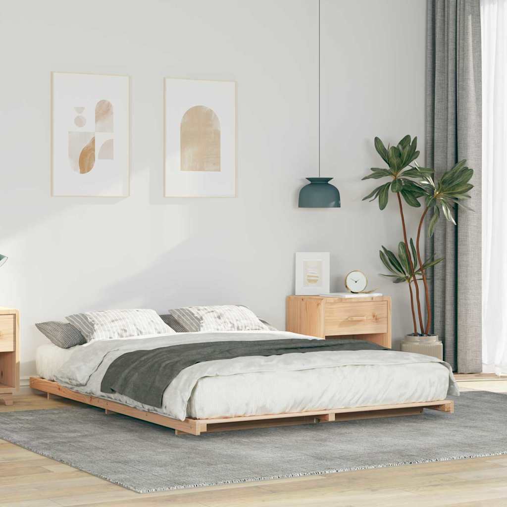 Bed Frame Brown 140 x 220 cm Solid Pine Wood