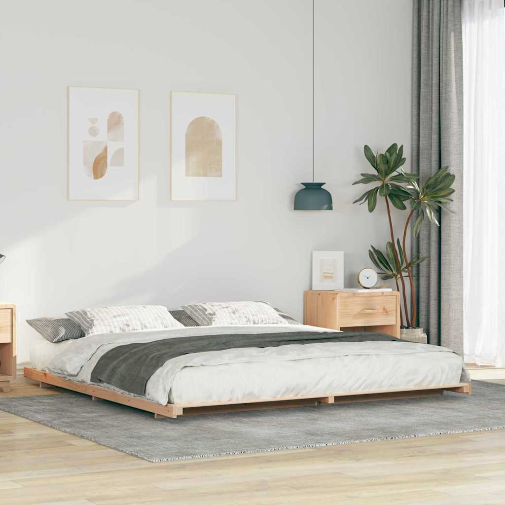 Bed Frame Brown 180 x 220 cm Solid Pine Wood