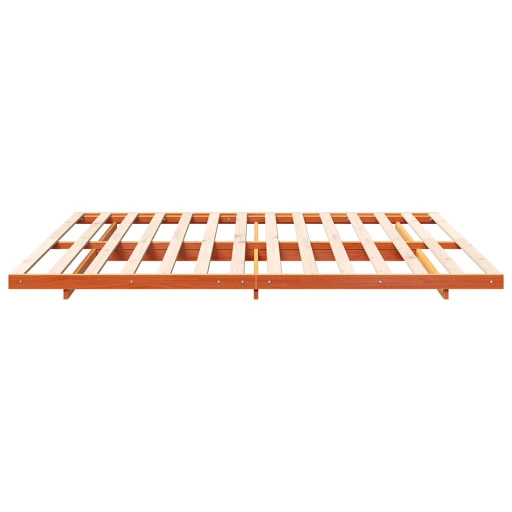 Bed Frame Wax Brown 180 x 220 cm Solid Pine Wood
