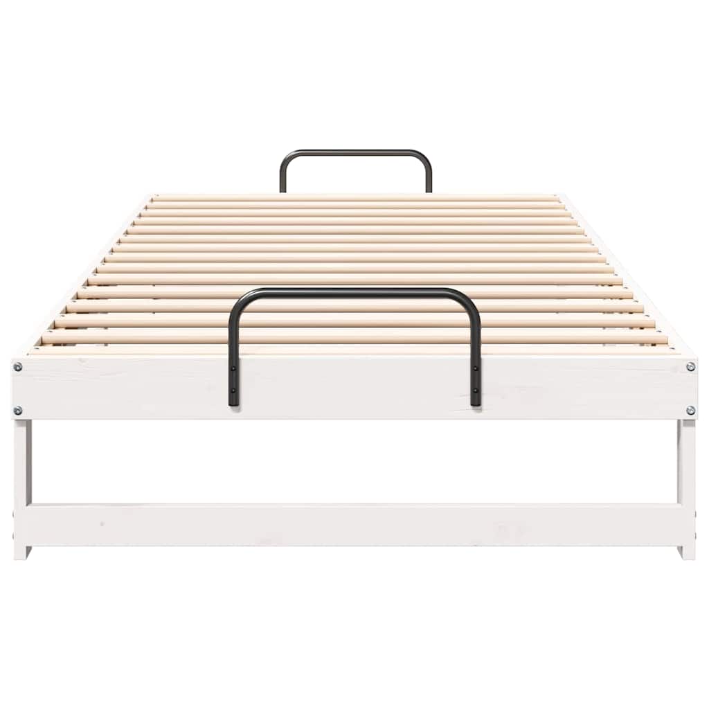 Bed Frame White 100 x 200 cm Solid Pine Wood