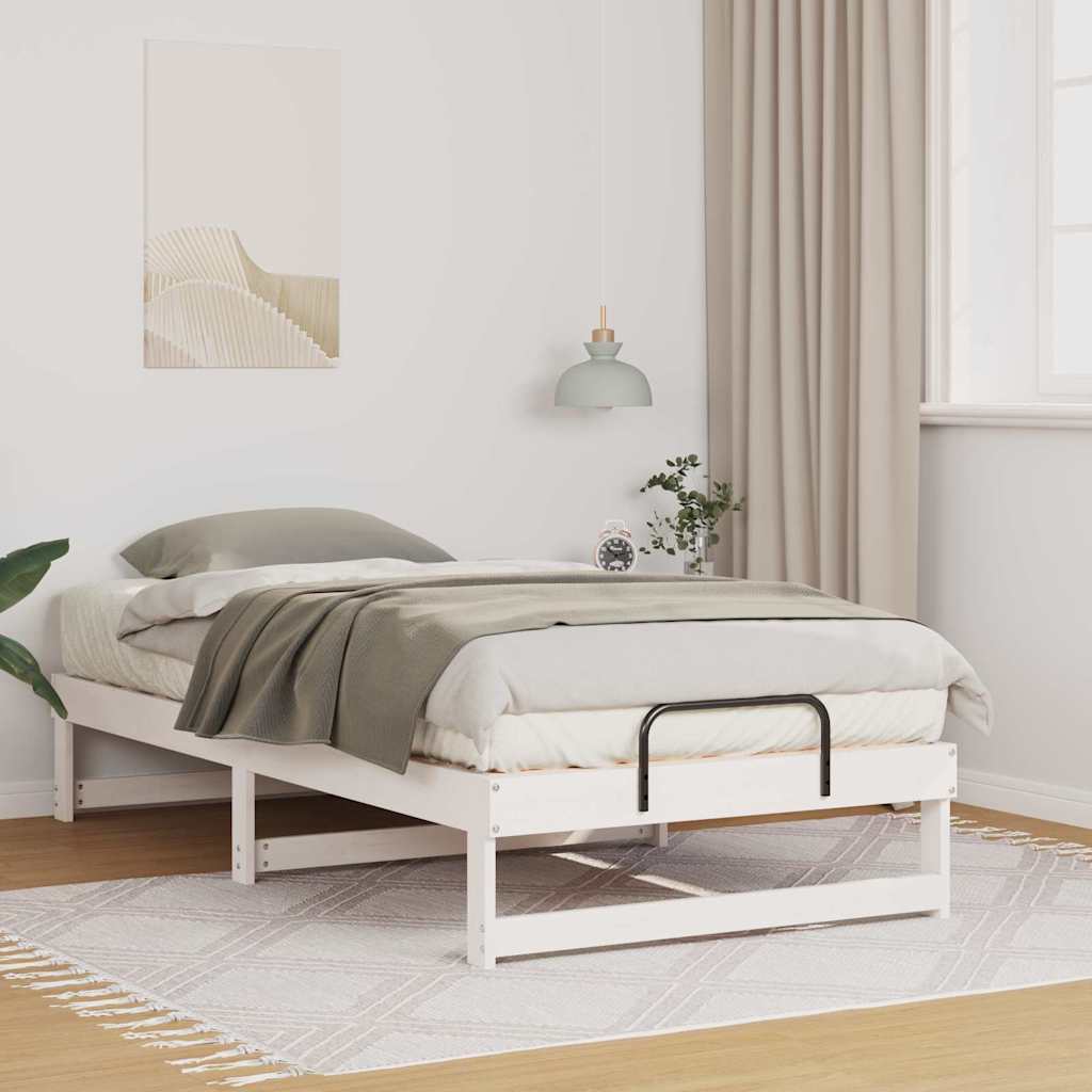 Bed Frame White 90 x 200 cm Solid Pine Wood