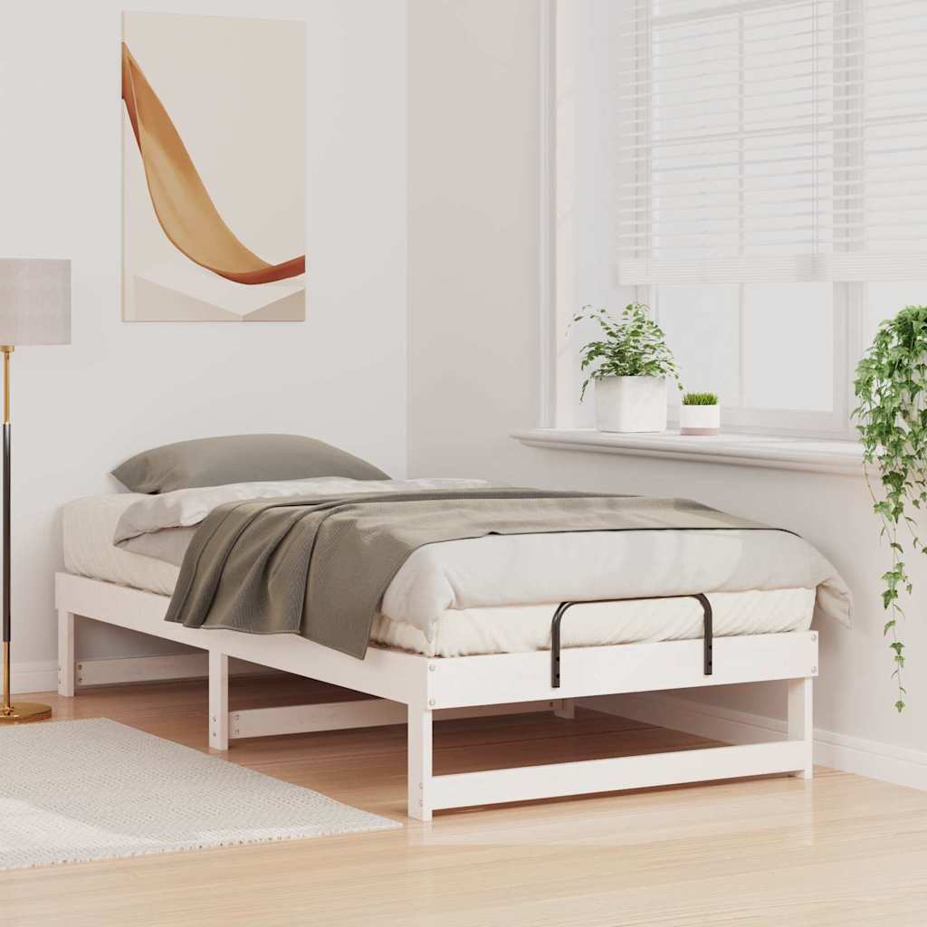 Bed Frame White 90 x 190 cm Solid Pine Wood