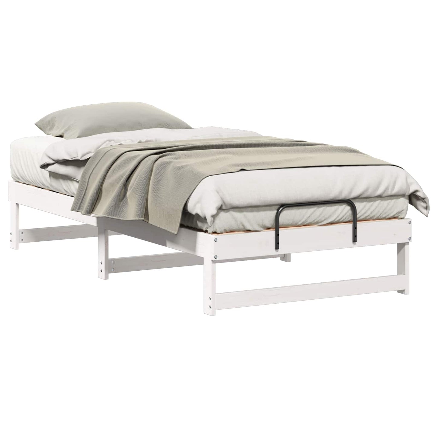 Bed Frame White 90 x 190 cm Solid Pine Wood