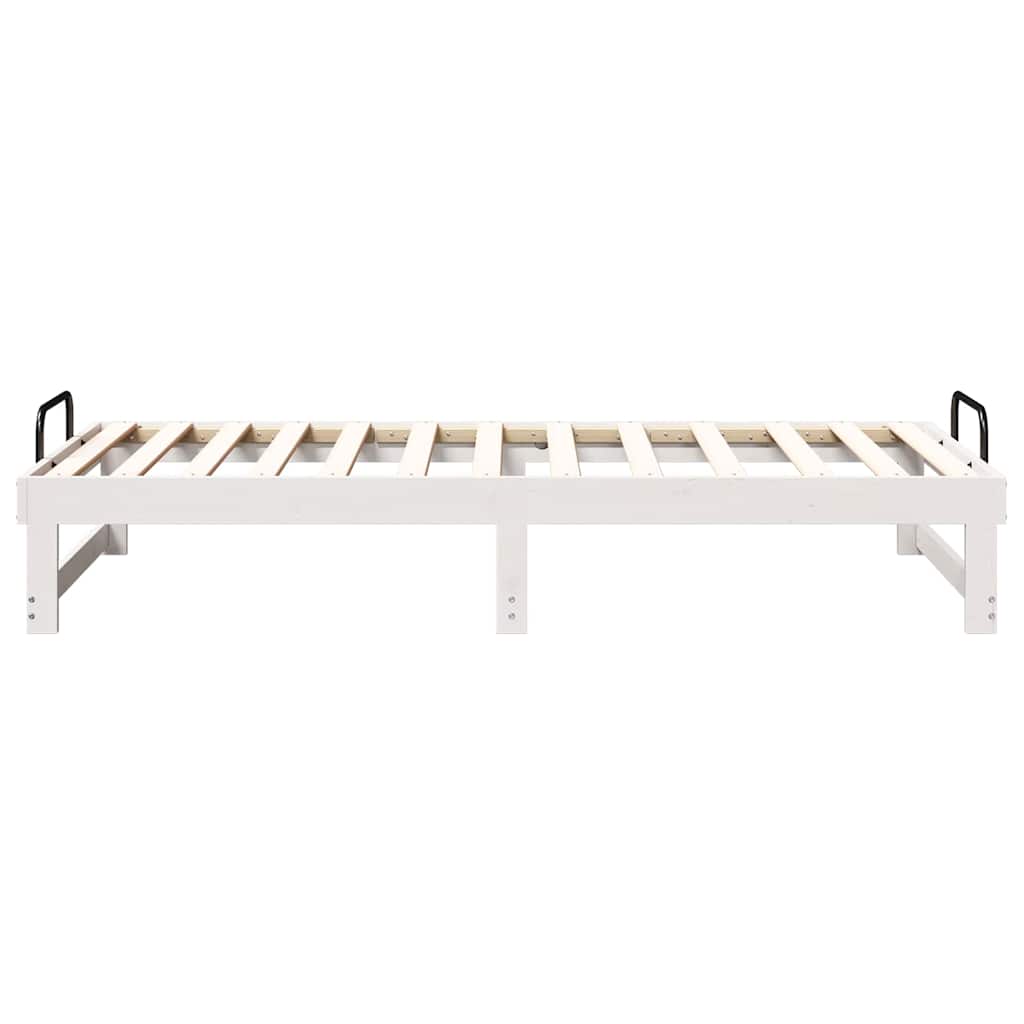 Bed Frame White 75 x 190 cm Solid Pine Wood