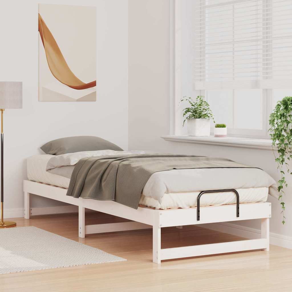 Bed Frame White 80 x 210 cm Solid Pine Wood