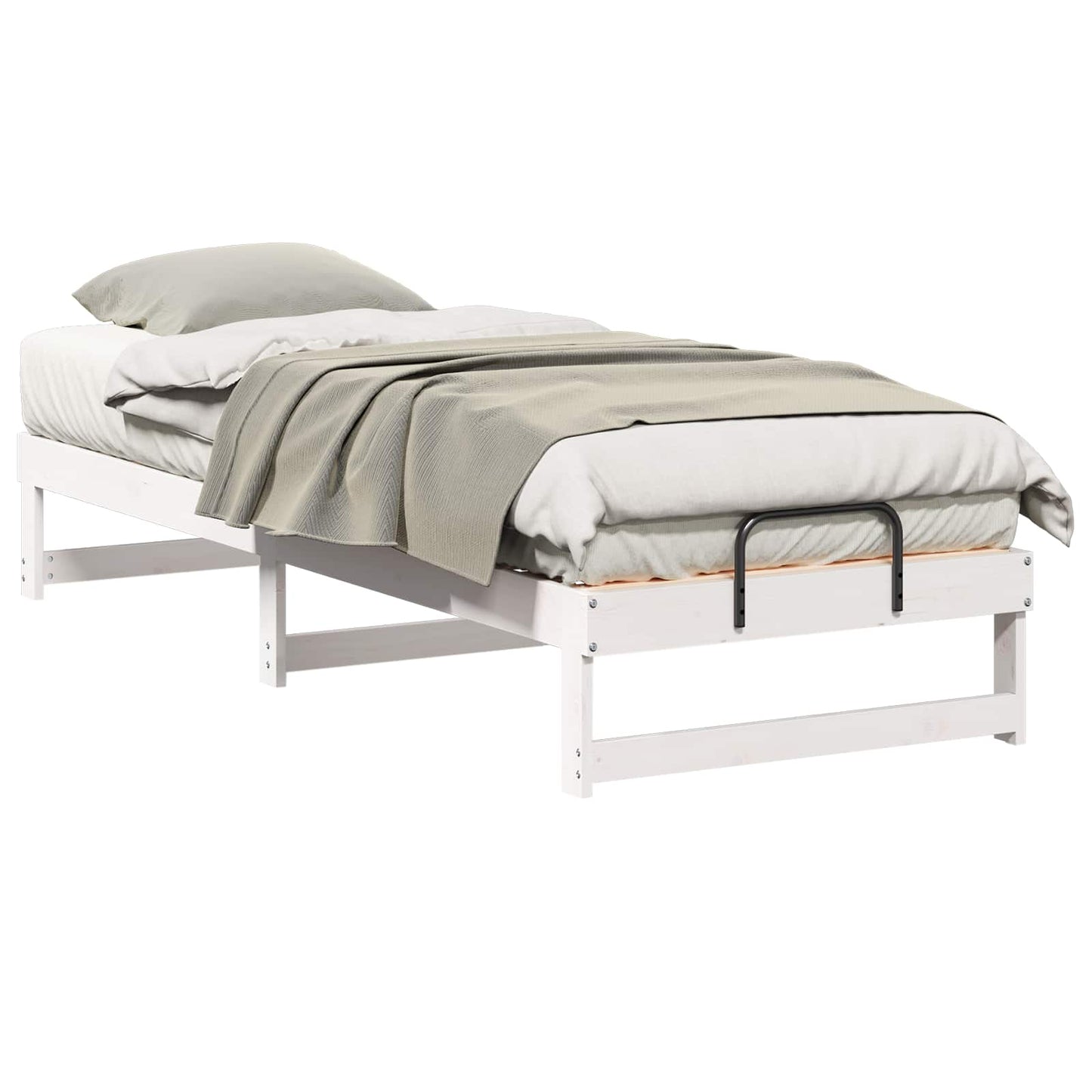 Bed Frame White 80 x 210 cm Solid Pine Wood