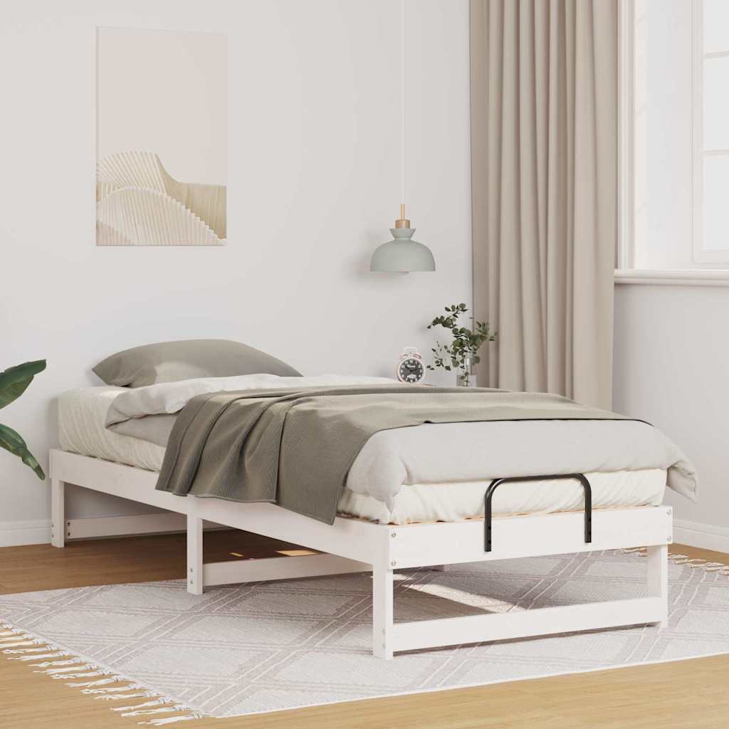 Bed Frame White 90 x 210 cm Solid Pine Wood