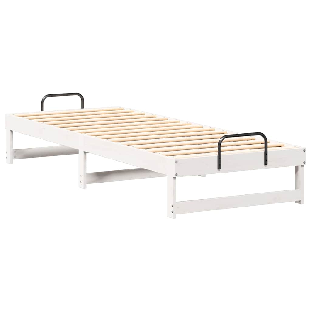 Bed Frame White 90 x 210 cm Solid Pine Wood