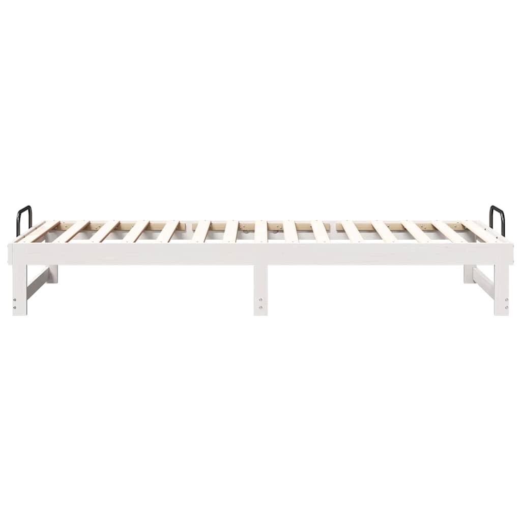 Bed Frame White 90 x 210 cm Solid Pine Wood