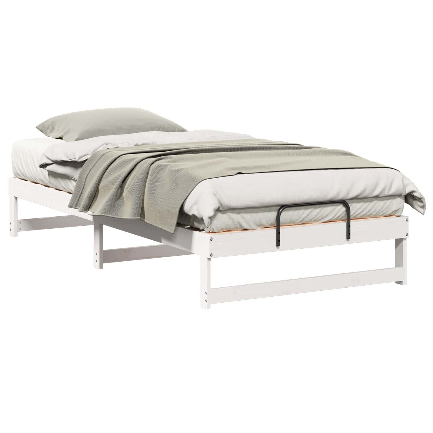 Bed Frame White 100 x 210 cm Solid Pine Wood