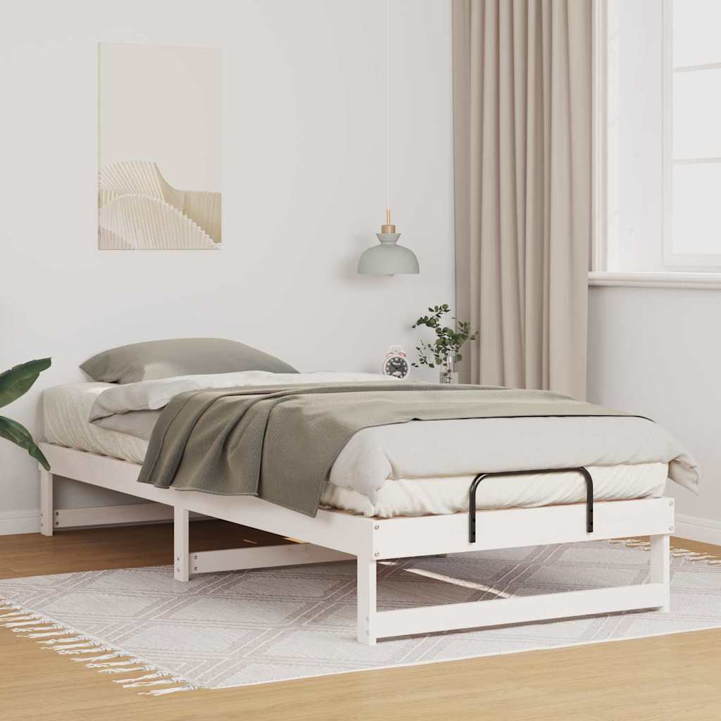 Bed Frame White 90 x 220 cm Solid Pine Wood