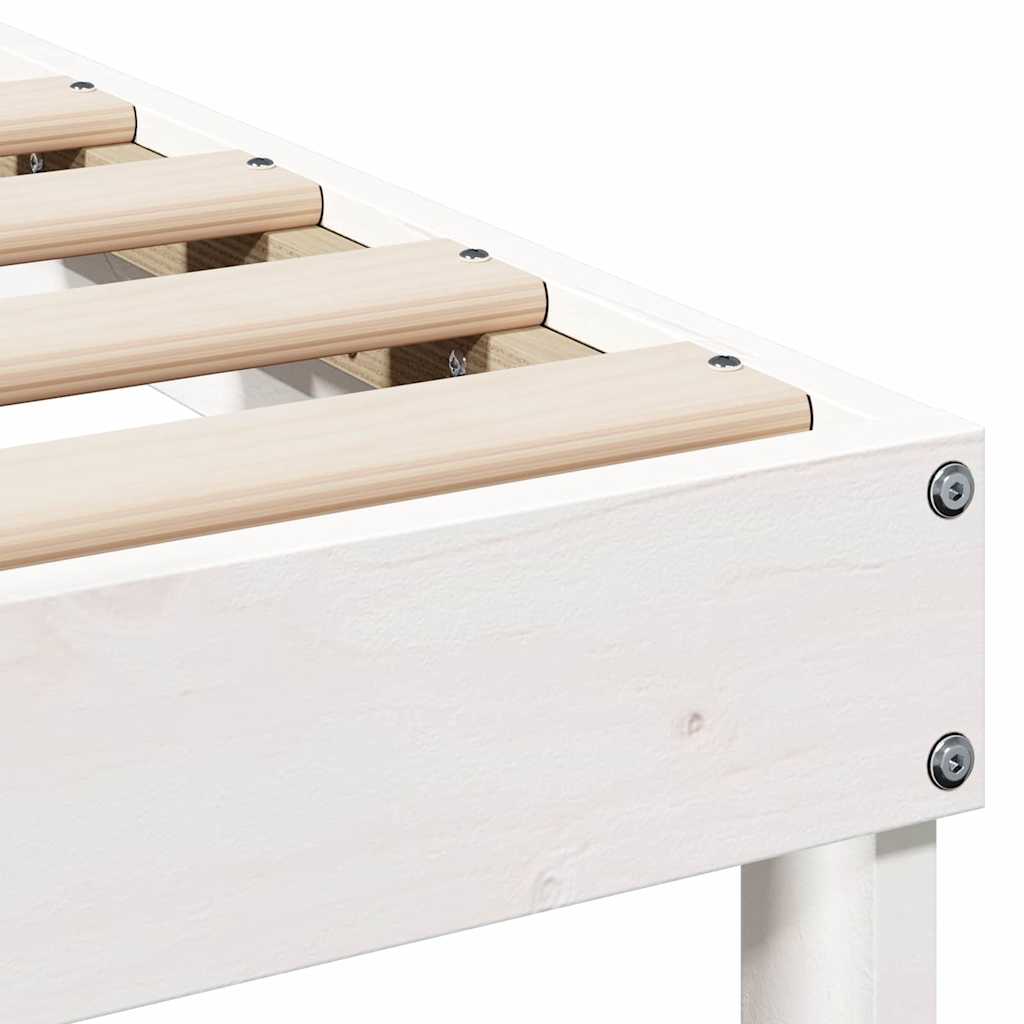 Bed Frame White 100 x 220 cm Solid Pine Wood