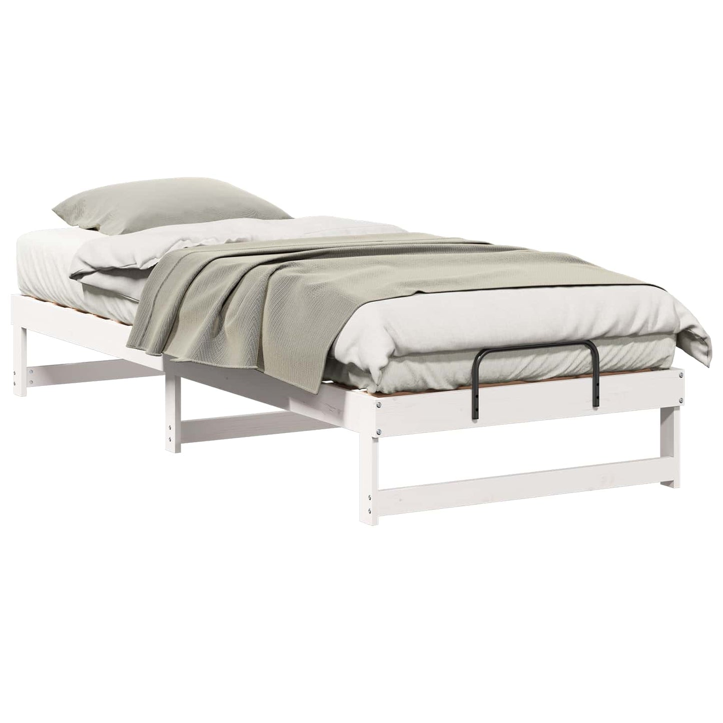 Bed Frame White 100 x 220 cm Solid Pine Wood