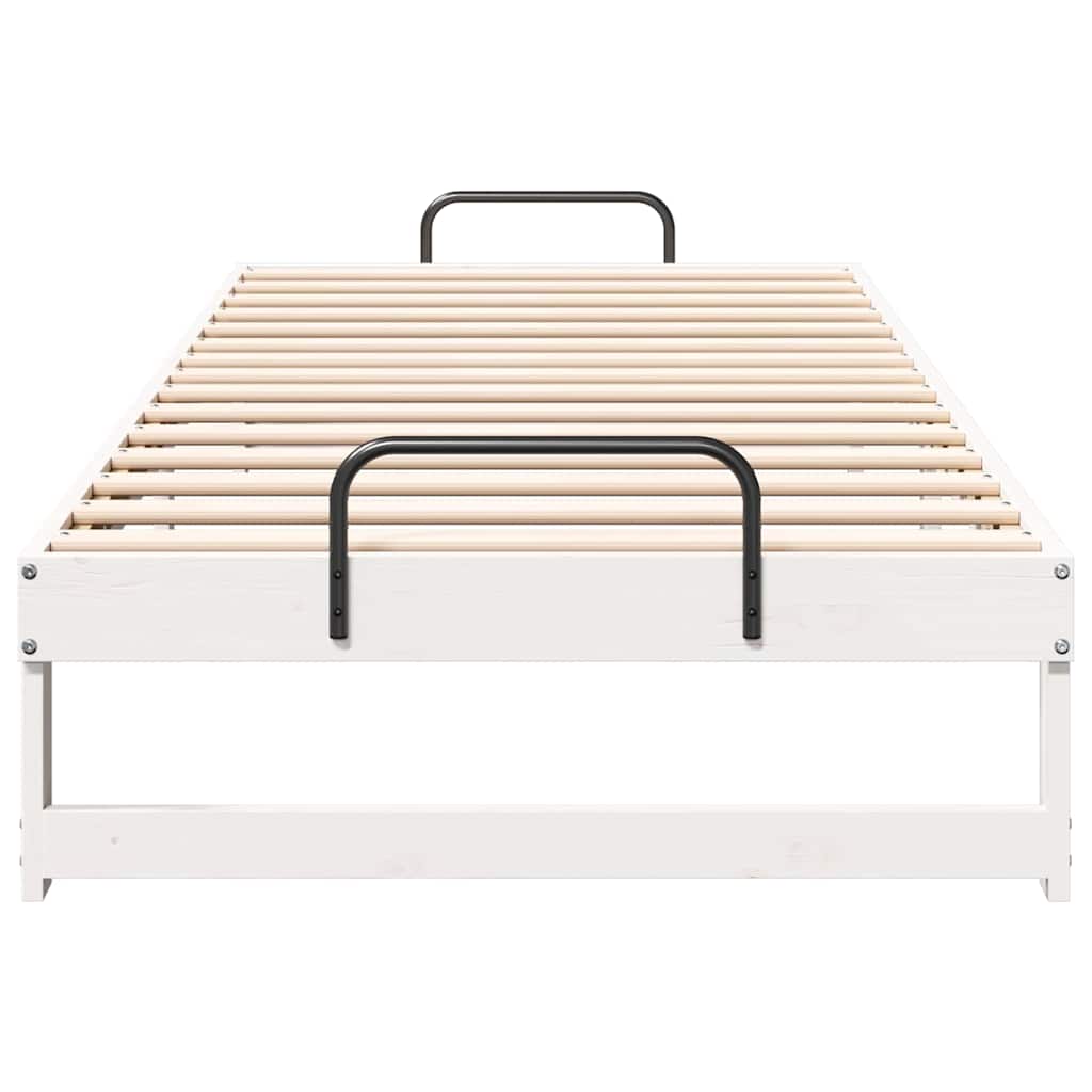 Bed Frame White 100 x 220 cm Solid Pine Wood