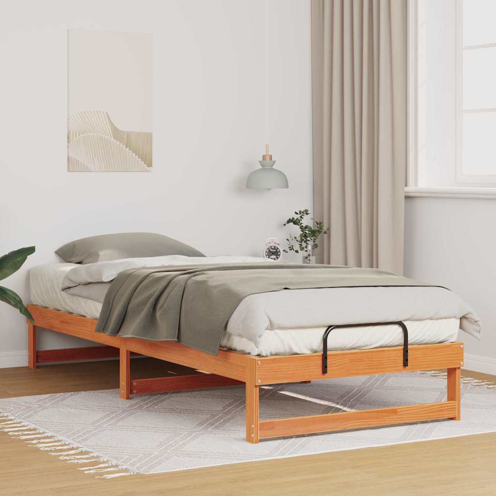 Bed Frame Brown 100 x 220 cm Solid Pine Wood