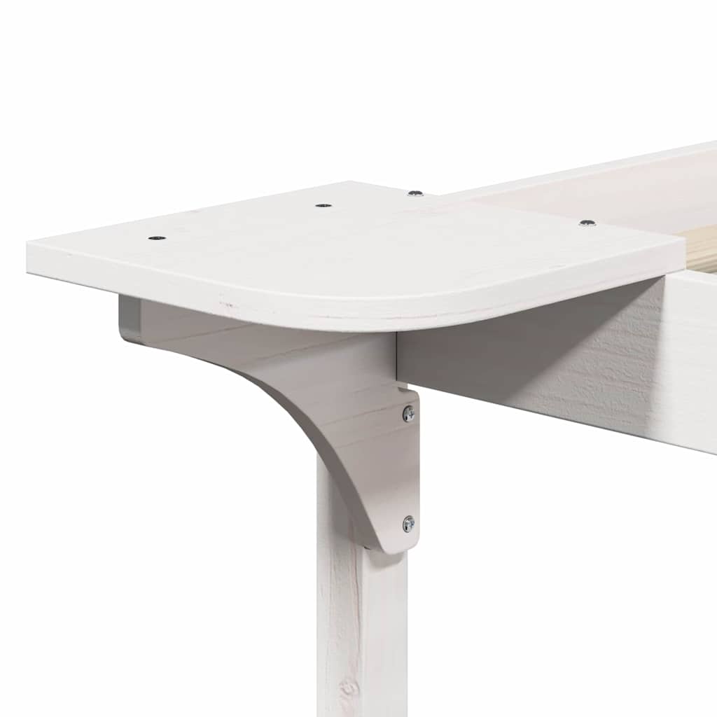 Bed Frame with Side Tables White 90 x 210 cm Solid Pine Wood