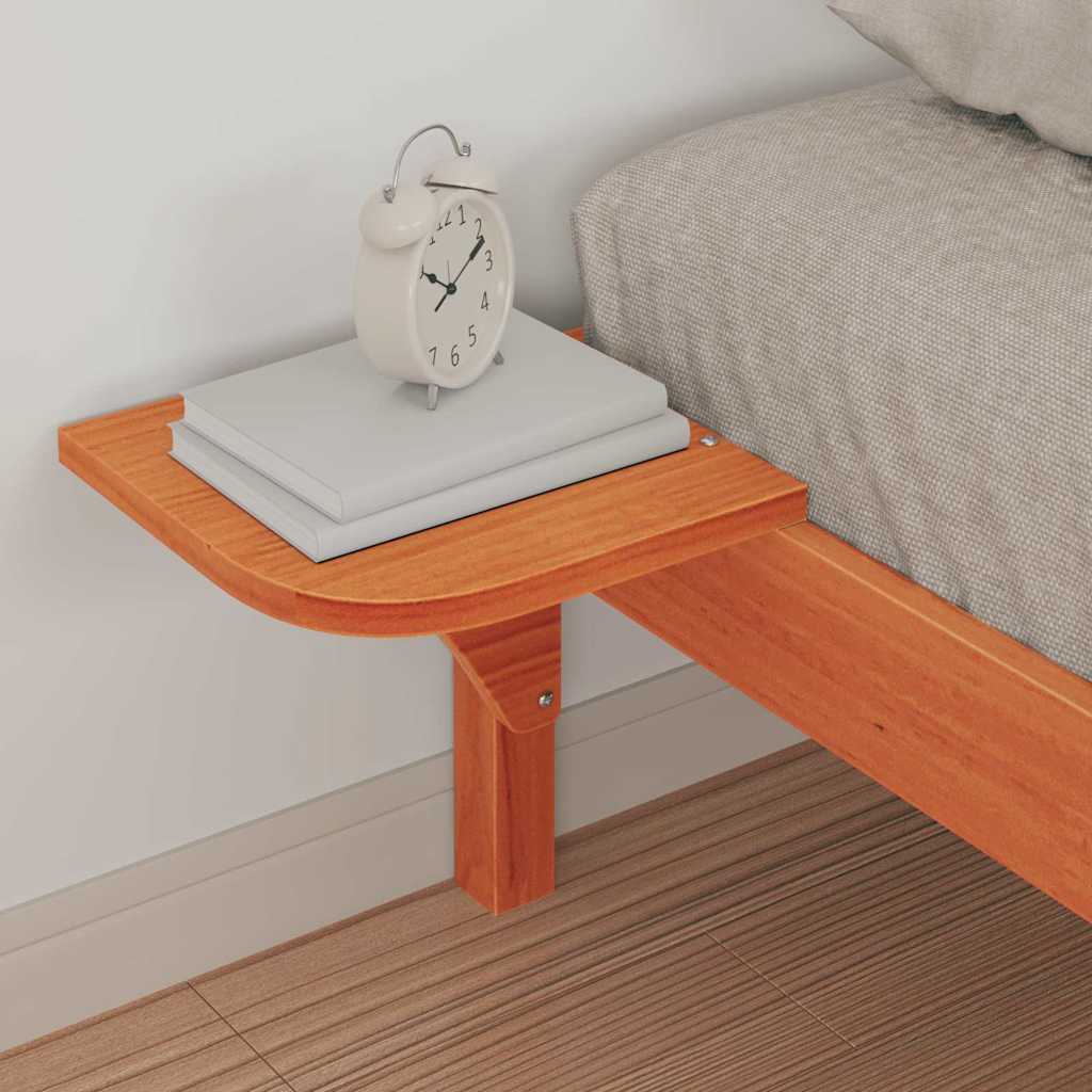Bed Frame with Side Tables Wax Brown 90 x 210 cm