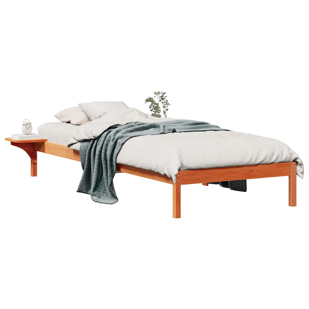 Bed Frame with Side Tables Wax Brown 90 x 210 cm