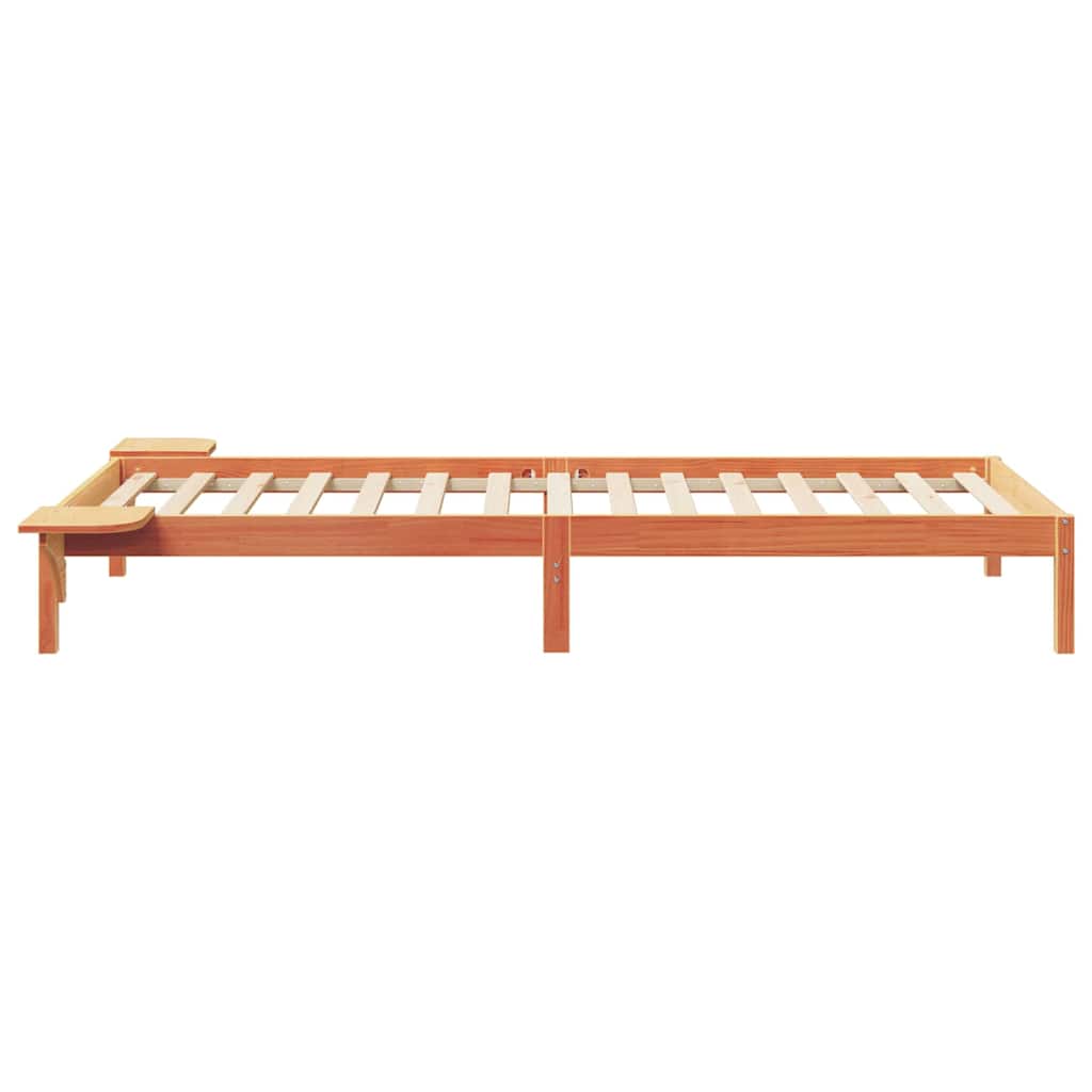 Bed Frame with Side Tables Wax Brown 90 x 210 cm