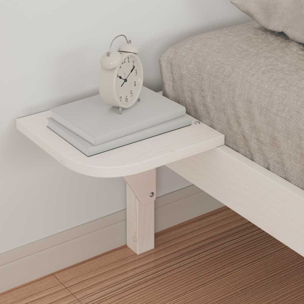 Bed Frame with Side Tables White 100 x 210 cm Solid Pine Wood