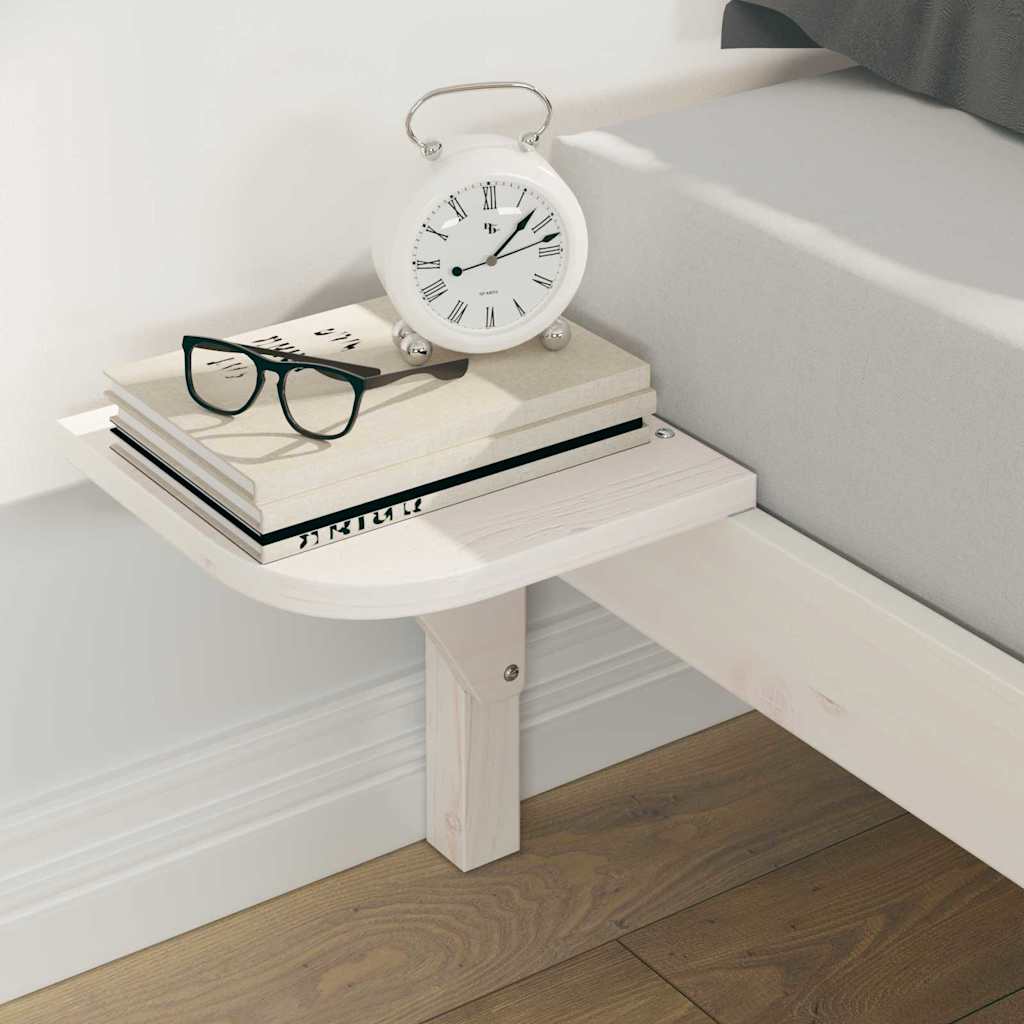 Bed Frame with Side Tables White 140 x 210 cm Solid Pine Wood