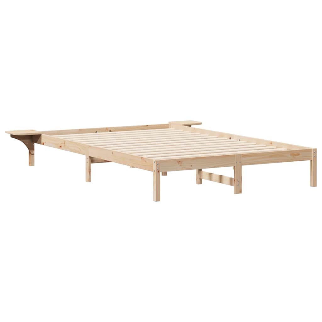 Bed Frame with Side Tables Natural 160 x 210 cm Solid Pine Wood