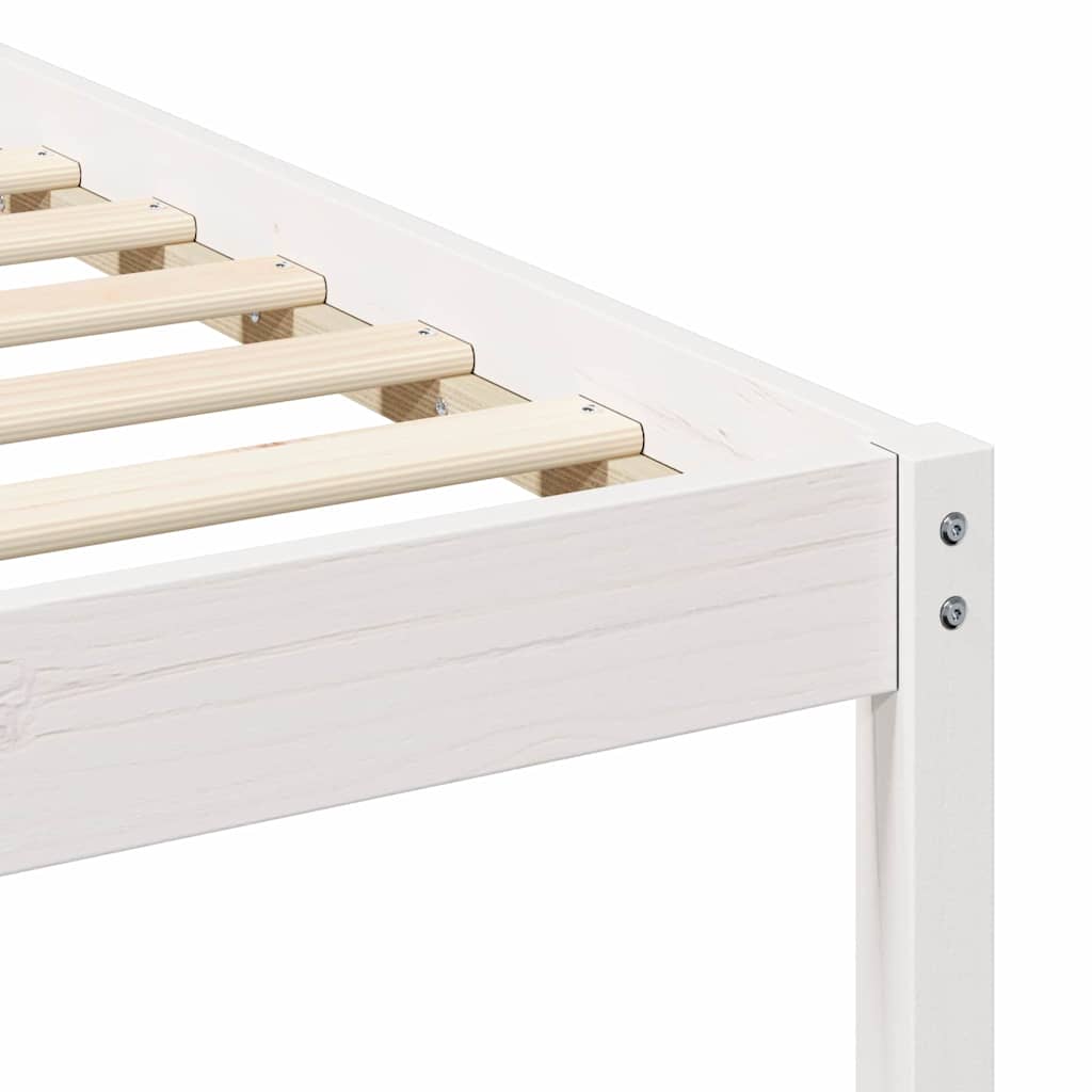 Bed Frame with Side Tables White 200 x 210 cm Solid Pine Wood