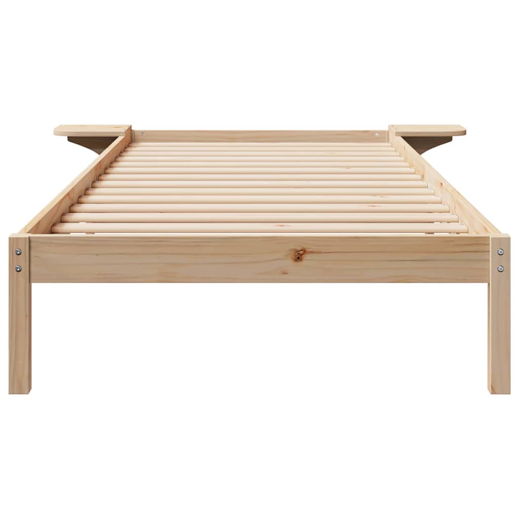 Bed Frame with Side Tables Natural 80 x 220 cm Solid Pine Wood