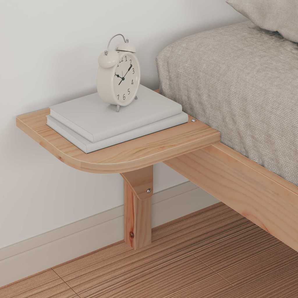 Bed Frame with Side Tables Natural 90 x 220 cm Solid Pine Wood