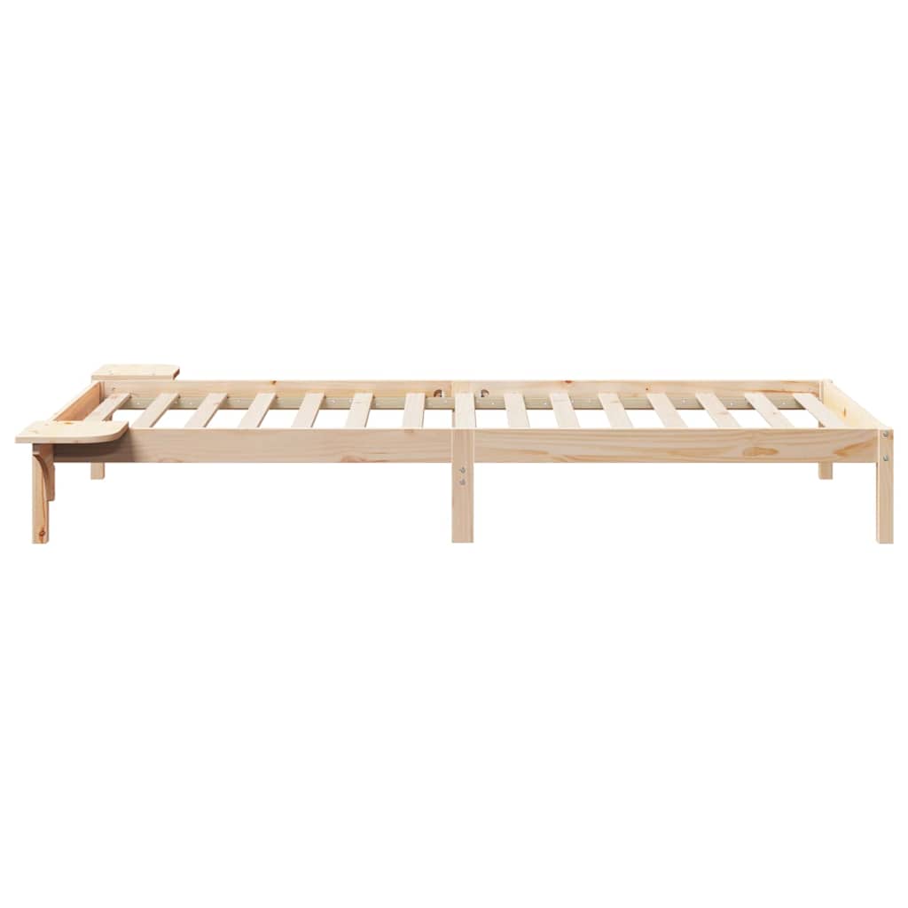 Bed Frame with Side Tables Natural 90 x 220 cm Solid Pine Wood