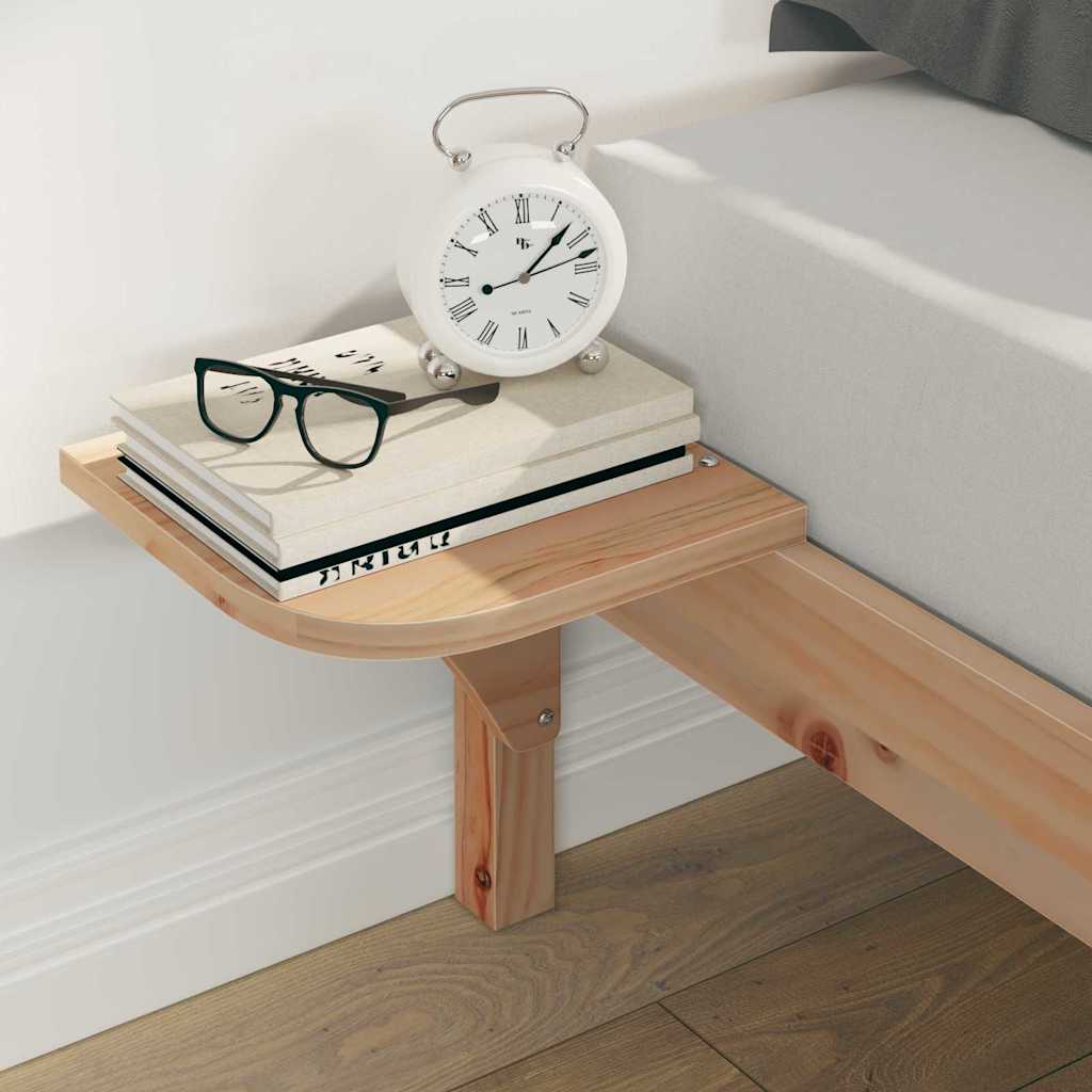 Bed Frame with Side Tables Natural 160 x 220 cm Solid Pine Wood