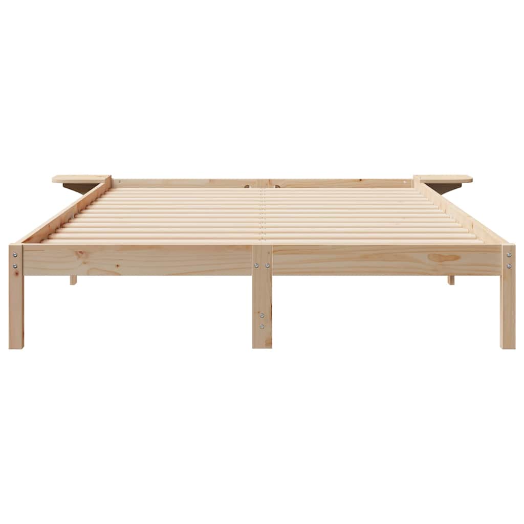 Bed Frame with Side Tables Natural 160 x 220 cm Solid Pine Wood
