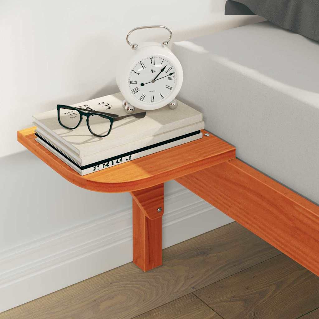 Bed Frame with Side Tables Wax Brown 160 x 220 cm