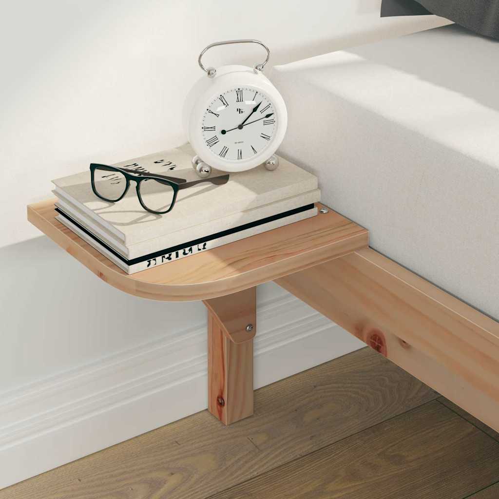Bed Frame with Side Tables Natural 180 x 220 cm Solid Pine Wood