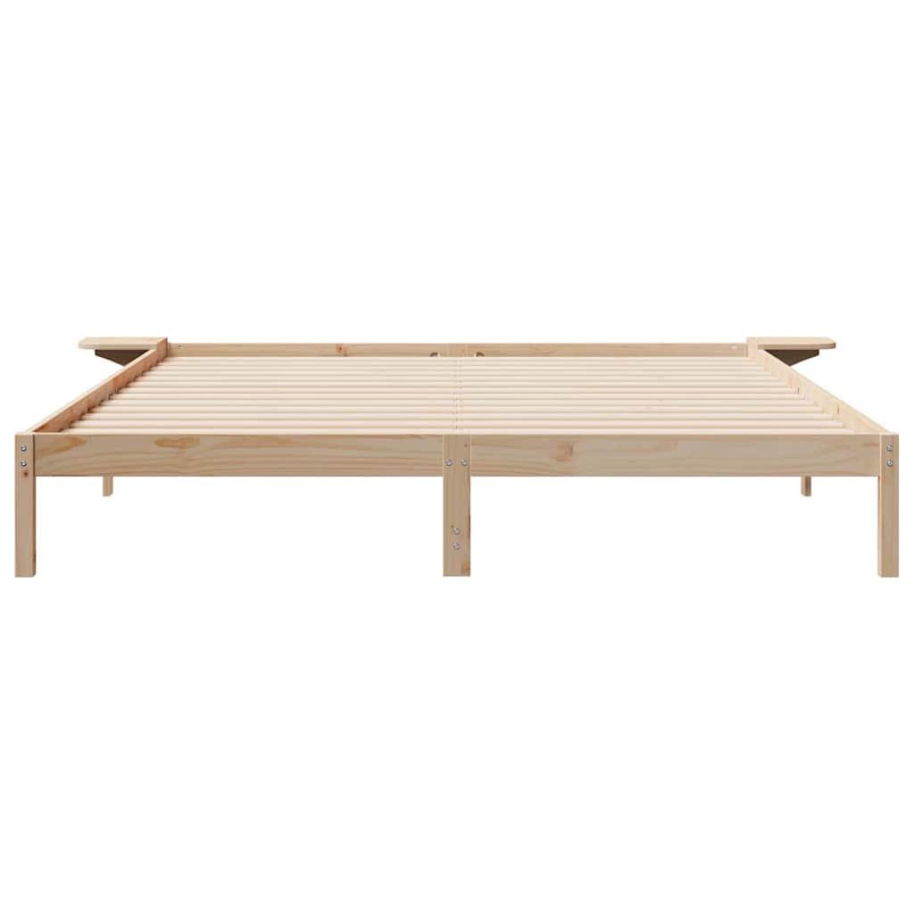 Bed Frame with Side Tables Natural 180 x 220 cm Solid Pine Wood