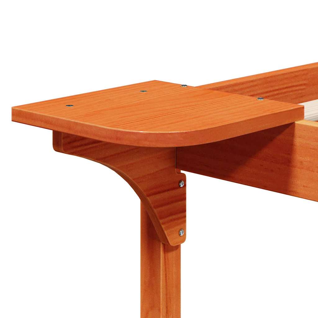 Bed Frame with Side Tables Wax Brown 180 x 220 cm