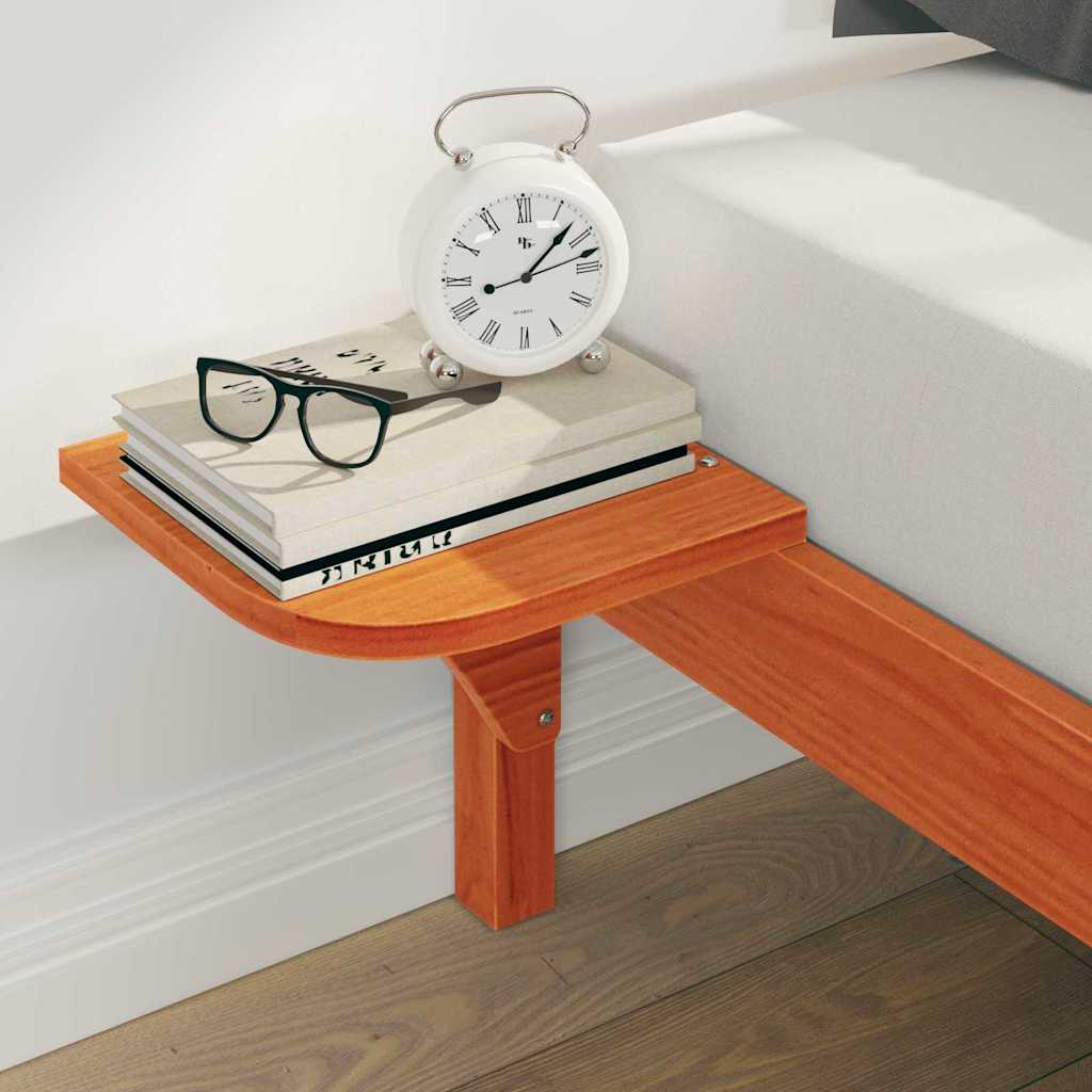 Bed Frame with Side Tables Wax Brown 180 x 220 cm