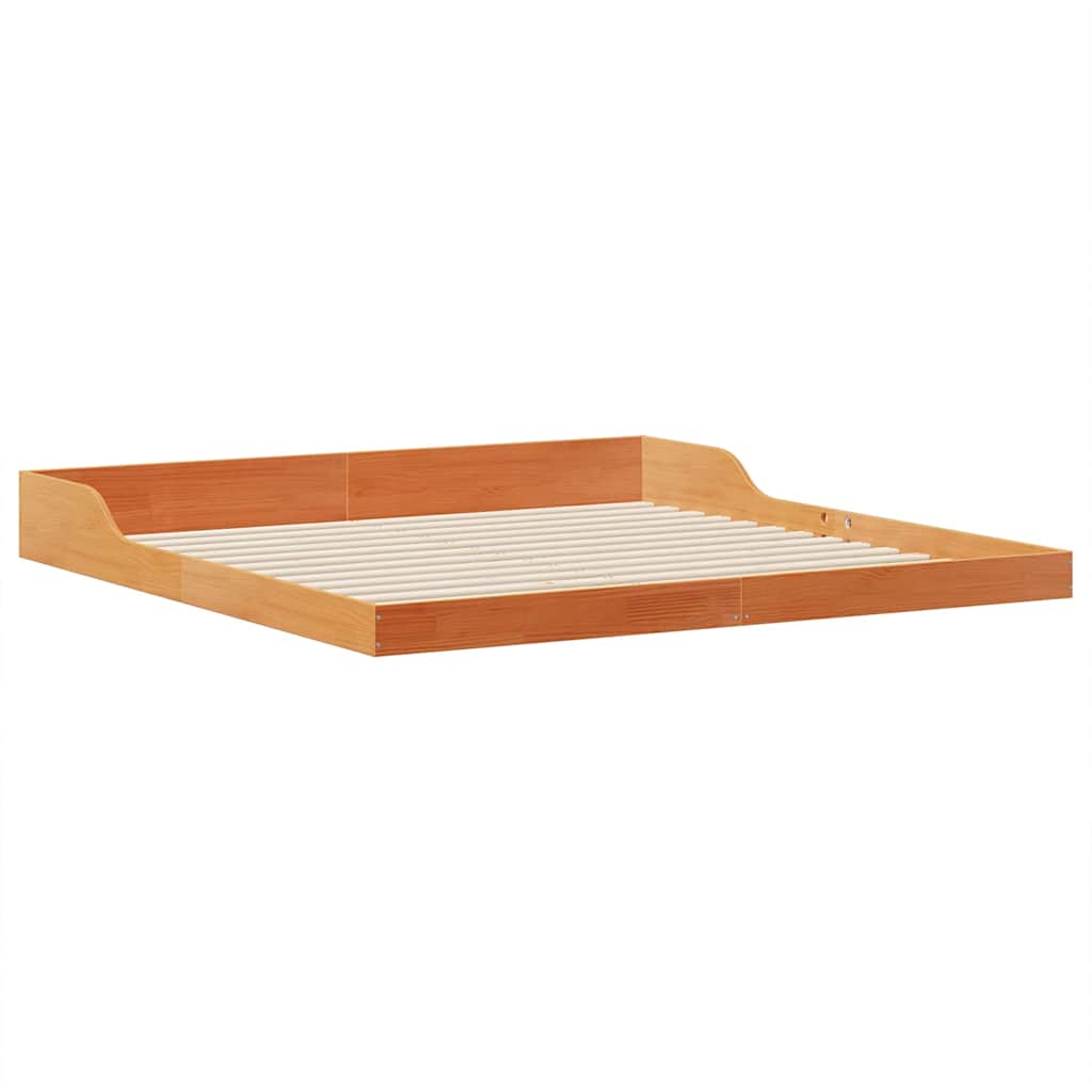 Bed Frame Wax Brown 200 x 200 cm Solid Pine Wood