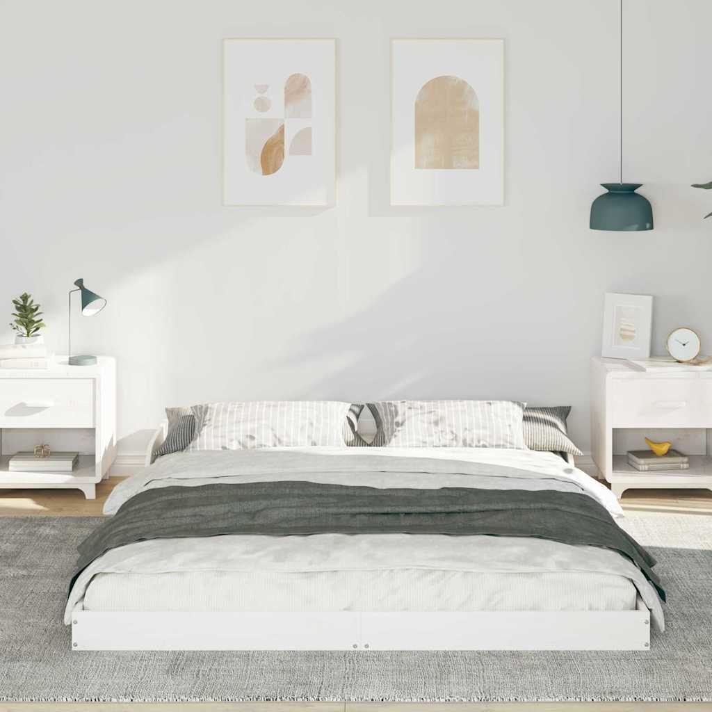 Bed Frame White 150 x 200 cm Solid Pine Wood
