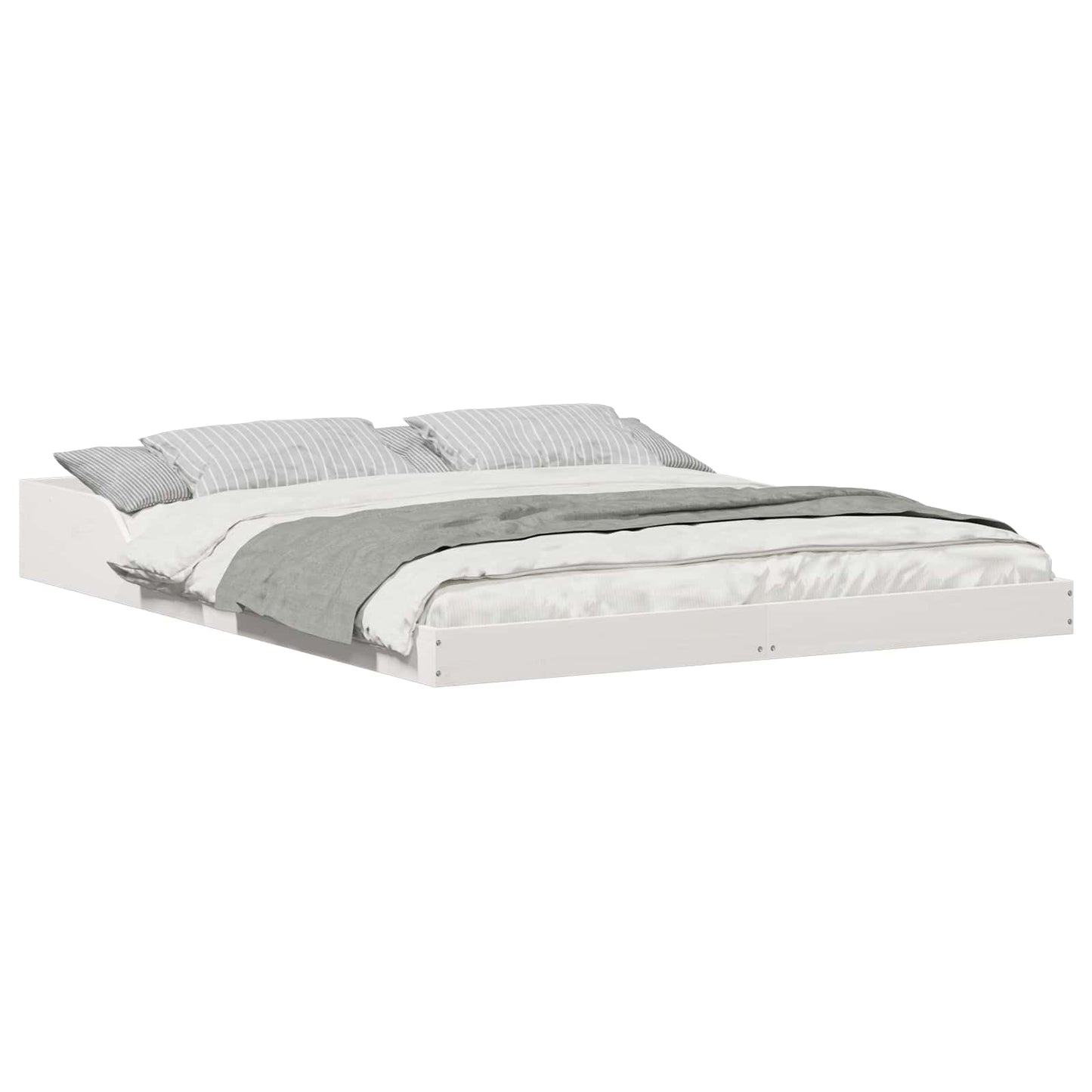 Bed Frame White 150 x 200 cm Solid Pine Wood
