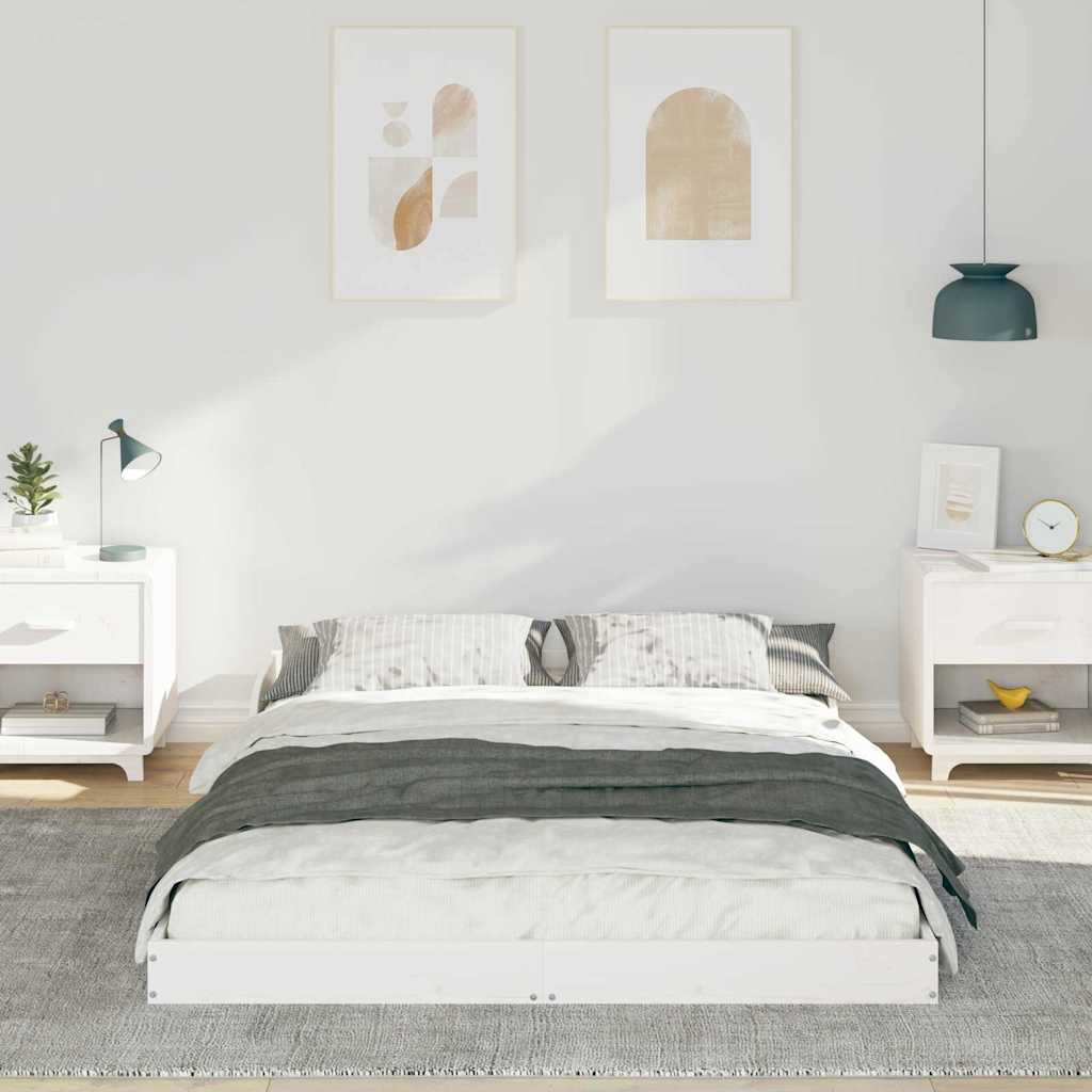 Bed Frame White 140 x 190 cm Solid Pine Wood