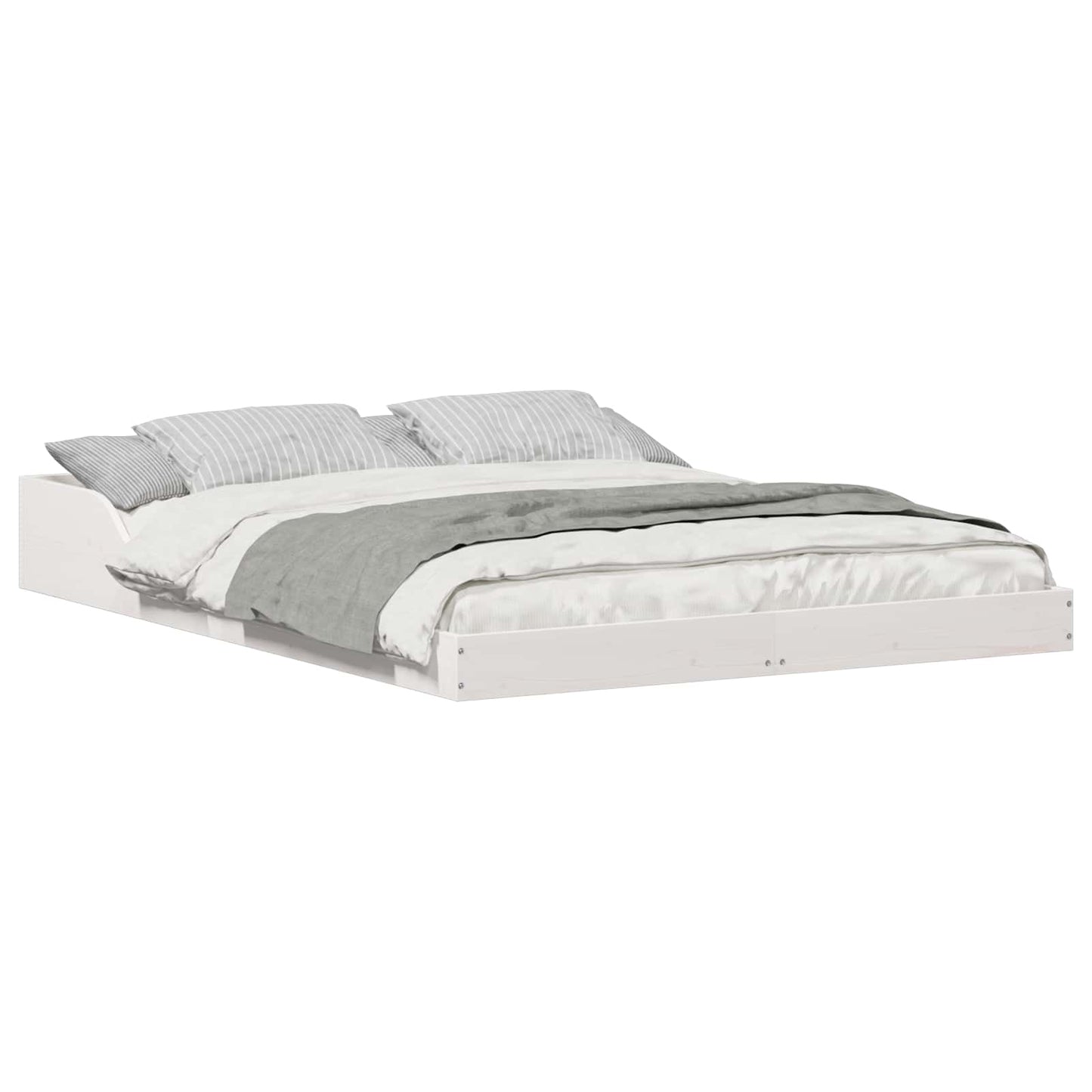 Bed Frame White 140 x 190 cm Solid Pine Wood